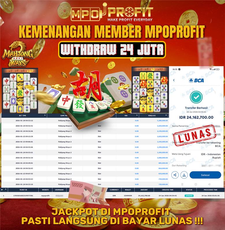 MPOPROFIT JACKPOT SLOT! KEMENANGAN MURNI DI (MAHJONG WAYS 2 TOTAL RP. 24.162.700,- LUNAS)